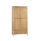 Cotswold Solid Oak 2 Door 1 Drawer Gents Wardrobe - Pendle Village Furniture